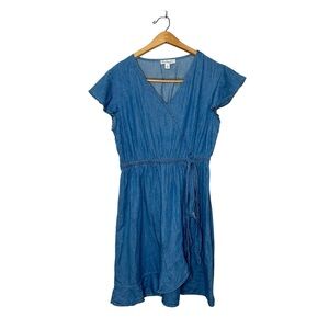 Kim Rogers Faux Wrap Denim Chambray Mini Dress‎ Petite Medium PM